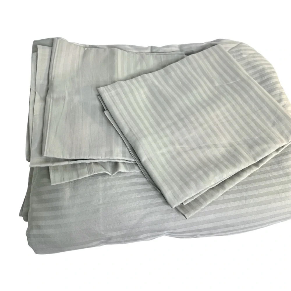 BOLL & BRANCH Signature Stripe Duvet Cover & Shams NEW Pewter Gray King Cal King
